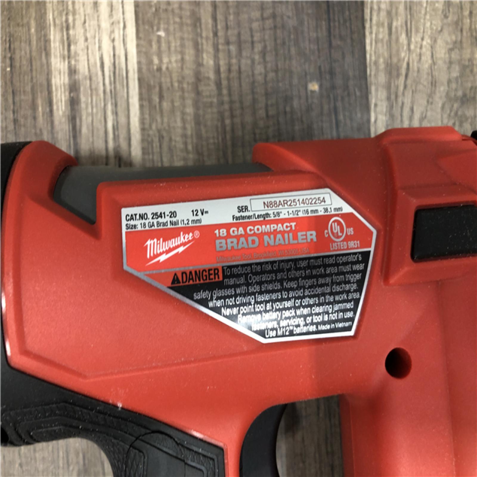 AS-IS Milwaukee FUEL 12-Volt Lithium-Ion Brushless Cordless 18-Gauge 1-1/2 in. Compact Brad Nailer (Tool Only)