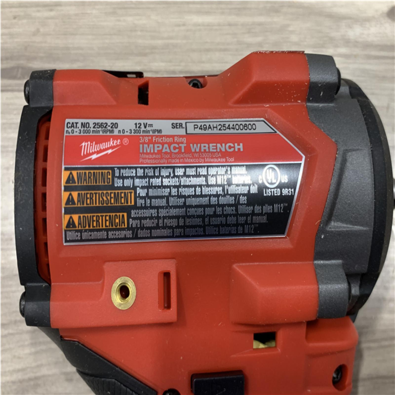 AS-IS Milwaukee FUEL 12V Lithium-Ion Brushless Cordless Stubby 3/8 in. Impact Wrench (Tool-Only)