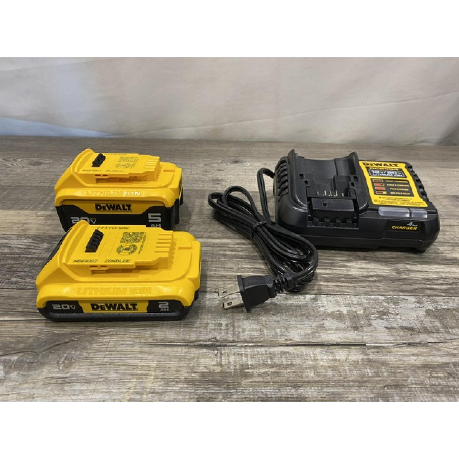 AS-IS DEWALT 20V MAX Lithium-Ion Battery Kit with 5.0Ah and 2.0Ah Battery and Charger