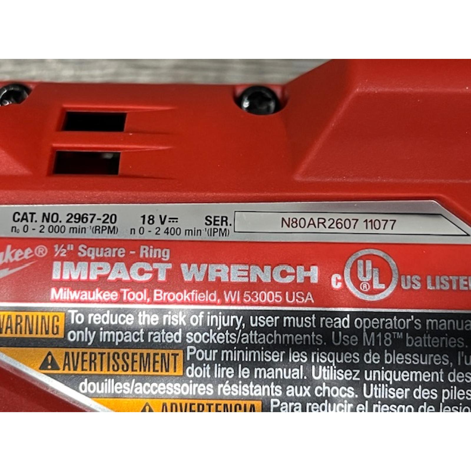 AS-IS Milwaukee FUEL 18V Lithium-Ion Brushless Cordless 1/2 in. Impact Wrench w/Friction Ring Kit
