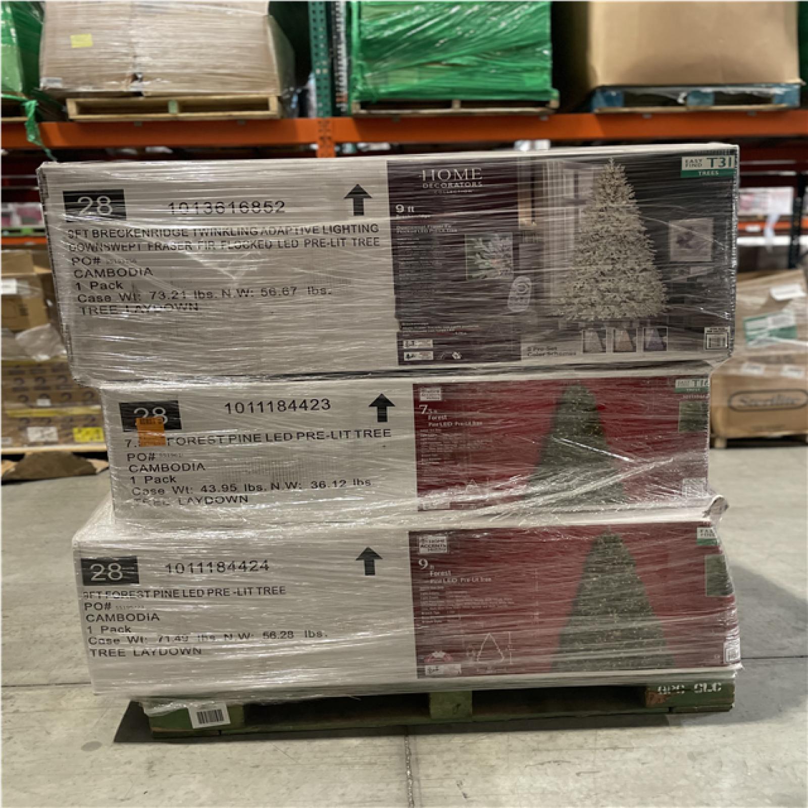 DALLAS LOCATION- AS-IS ASSORTED CHRISTMAS TREES PALLET