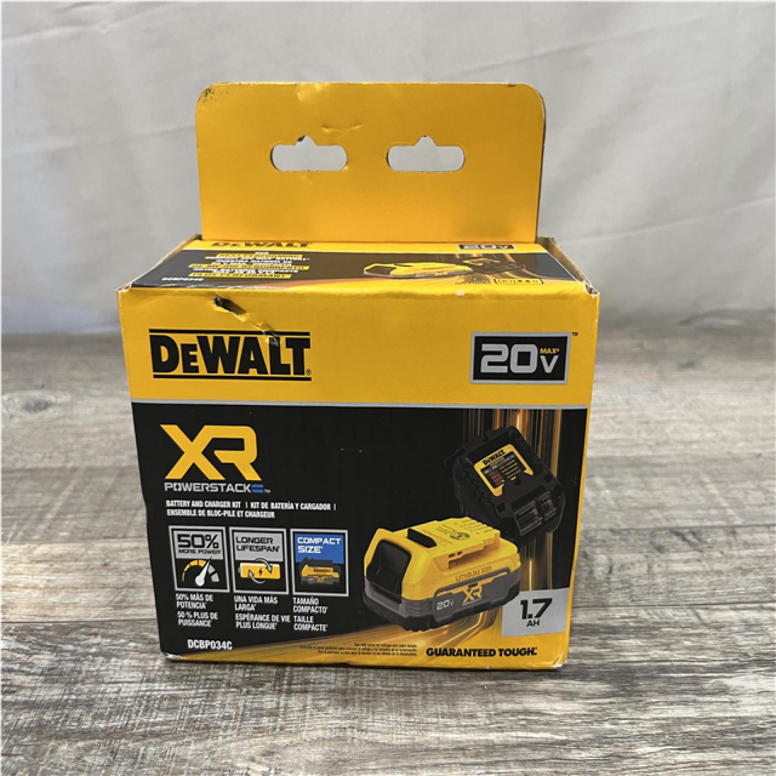 NEW - DEWALT 20V MAX XR POWERSTACK Lithium-Ion Battery Starter Kit with 1.7Ah Battery and Charger