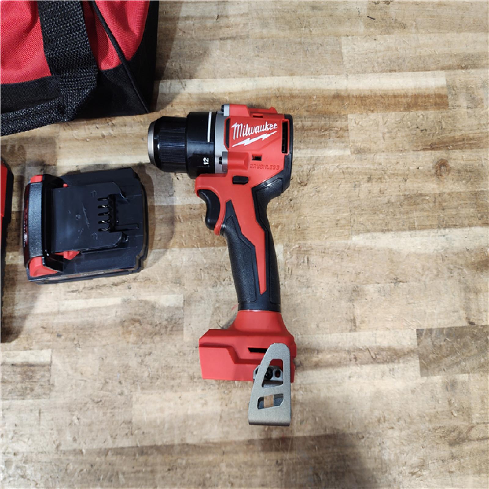 HOUSTON LOCATION - AS - IS Milwaukee 18V Lithium-Ion Brushless Cordless 1/2 in. Compact Drill/Driver with kit