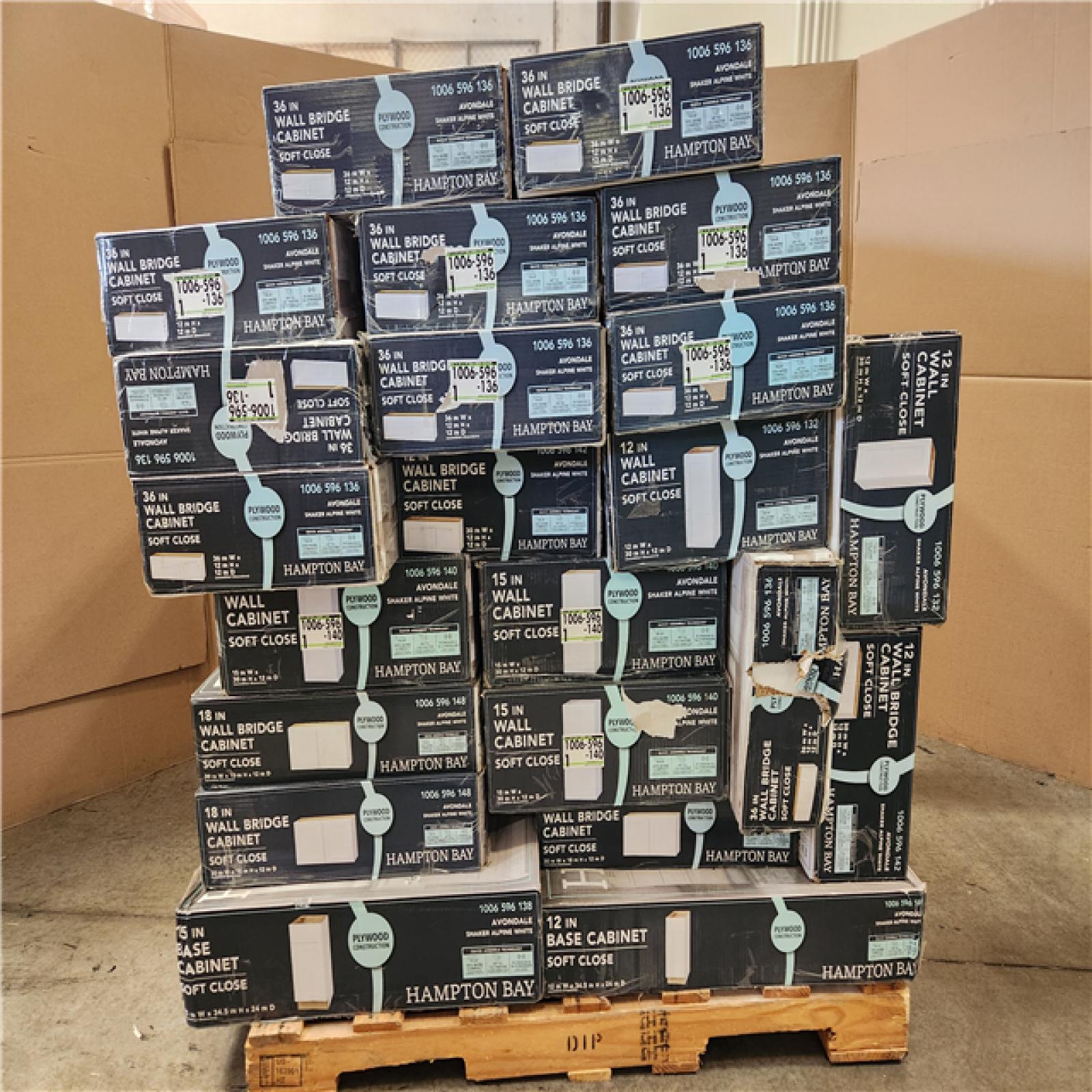 Phoenix AS-IS Mixed Hampton Bay Wall, Bridge & Base Cabinet Pallet