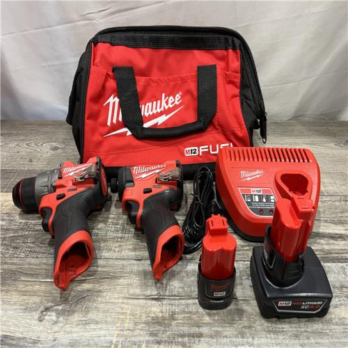 AS-IS Milwaukee FUEL 12-Volt Lithium-Ion Brushless Cordless Hammer Drill and Impact Driver Combo Kit
