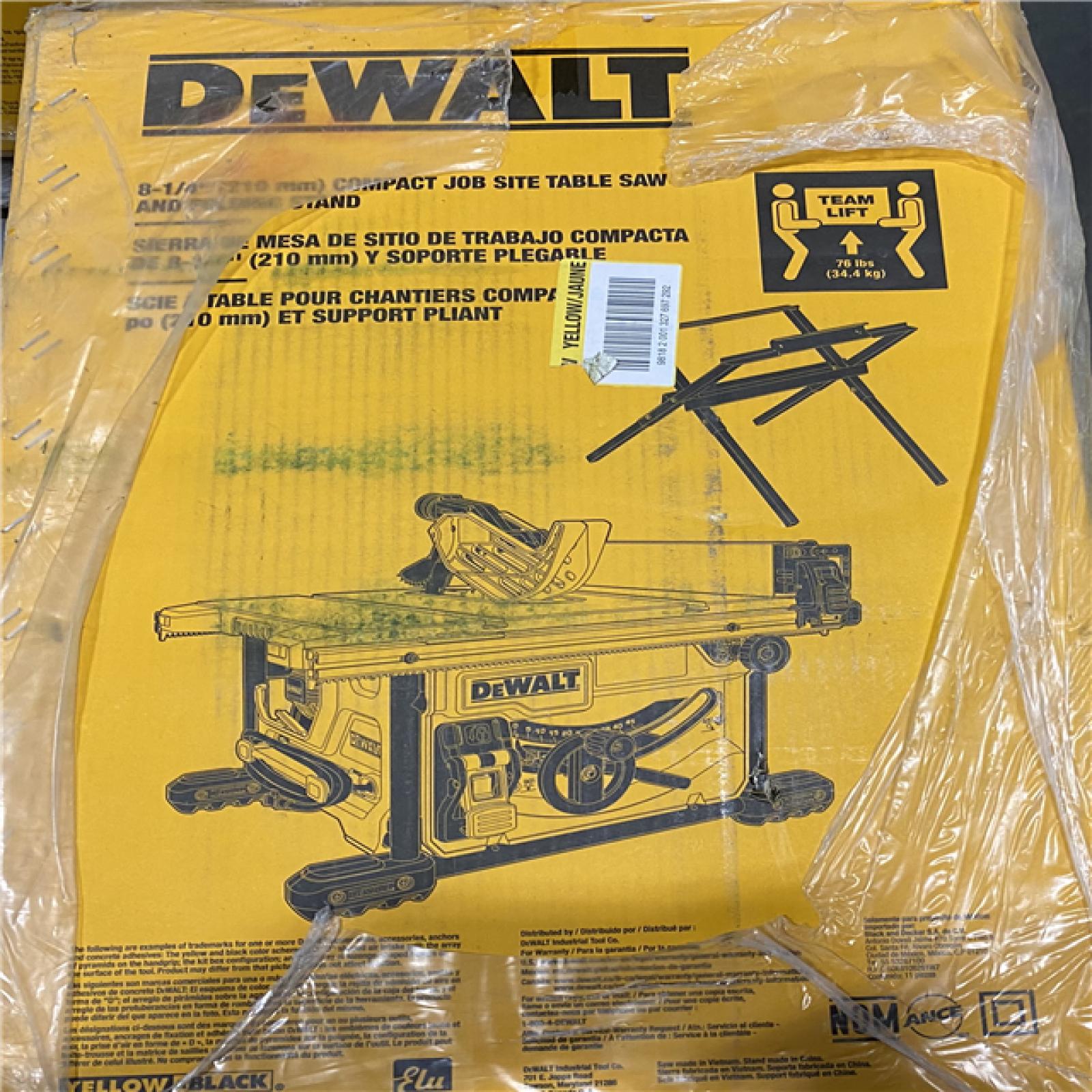 NEW- DEWALT 15 Amp Corded 8-1/4 in. Compact Jobsite Tablesaw with Compact Table Saw Stand