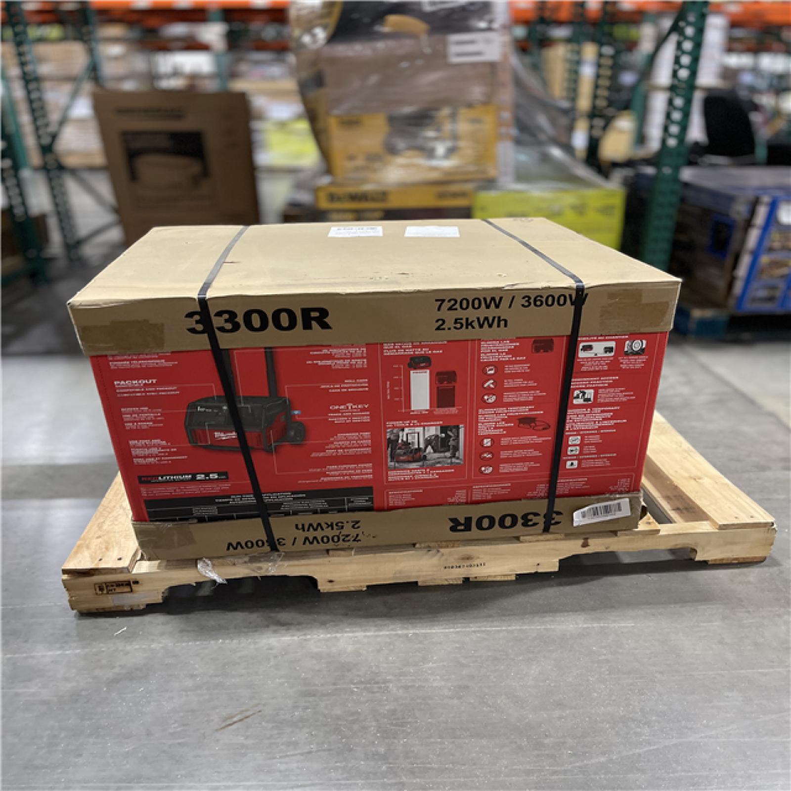 DALLAS LOCATION- NEW!- Milwaukee ROLL-ON 3600-Watt Output/7200-Watt Peak 2.5kWh Lithium-Ion Battery Powered Push Start Power Station Battery Generator