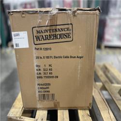 DALLAS LOCATION- Maintenance Warehouse® 3/8 In. X 100 Ft. Manual Feed Electric Cable Drum Auger