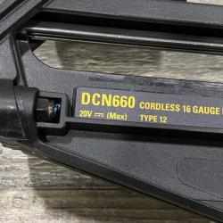 AS-IS DEWALT 20V MAX XR 16-Gauge Electric Cordless Angled Finishing Nailer Kit