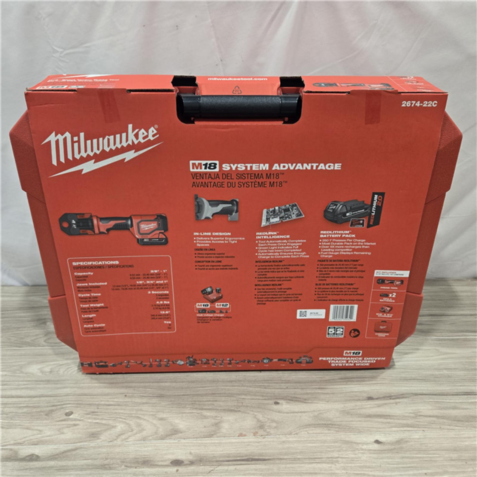 NEW! - Milwaukee M18 18V Lithium-Ion Cordless Short Throw Press Tool Kit