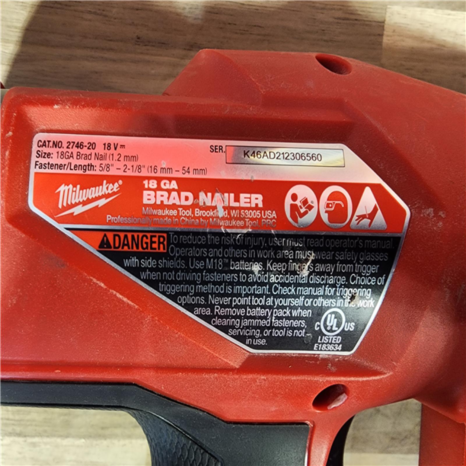 HOUSTON LOCATION - AS-IS Milwaukee M18 Fuel 18V Brushless 18-Gauge Brad Nailer 2746-20 (Bare Tool)