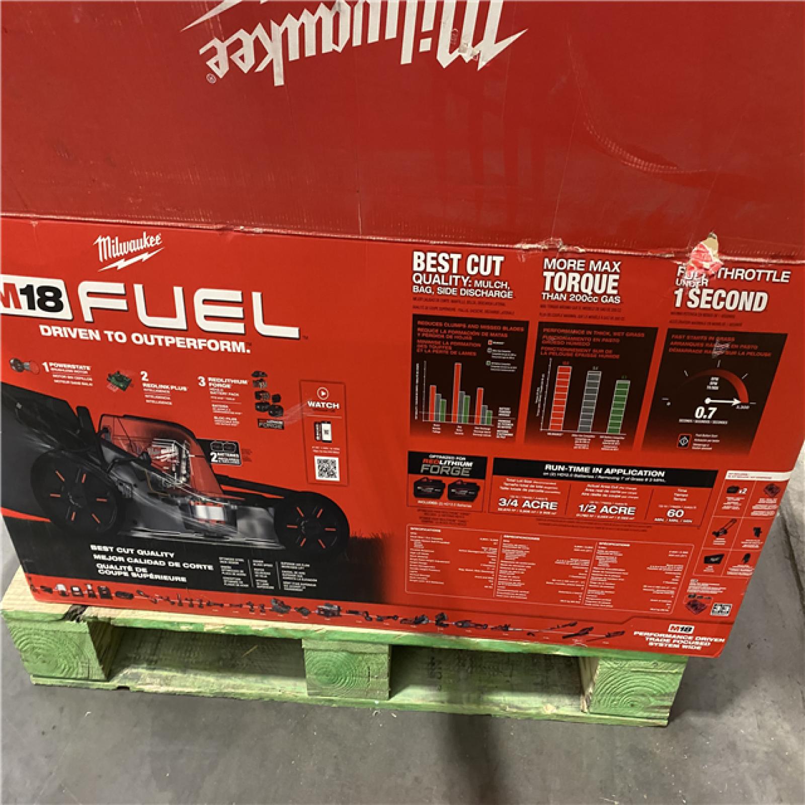 Dallas Location - As-Is 	Milwaukee M18 FUEL Brushless Cordless 21 in. Dual Battery Self-Propelled Mower Kit