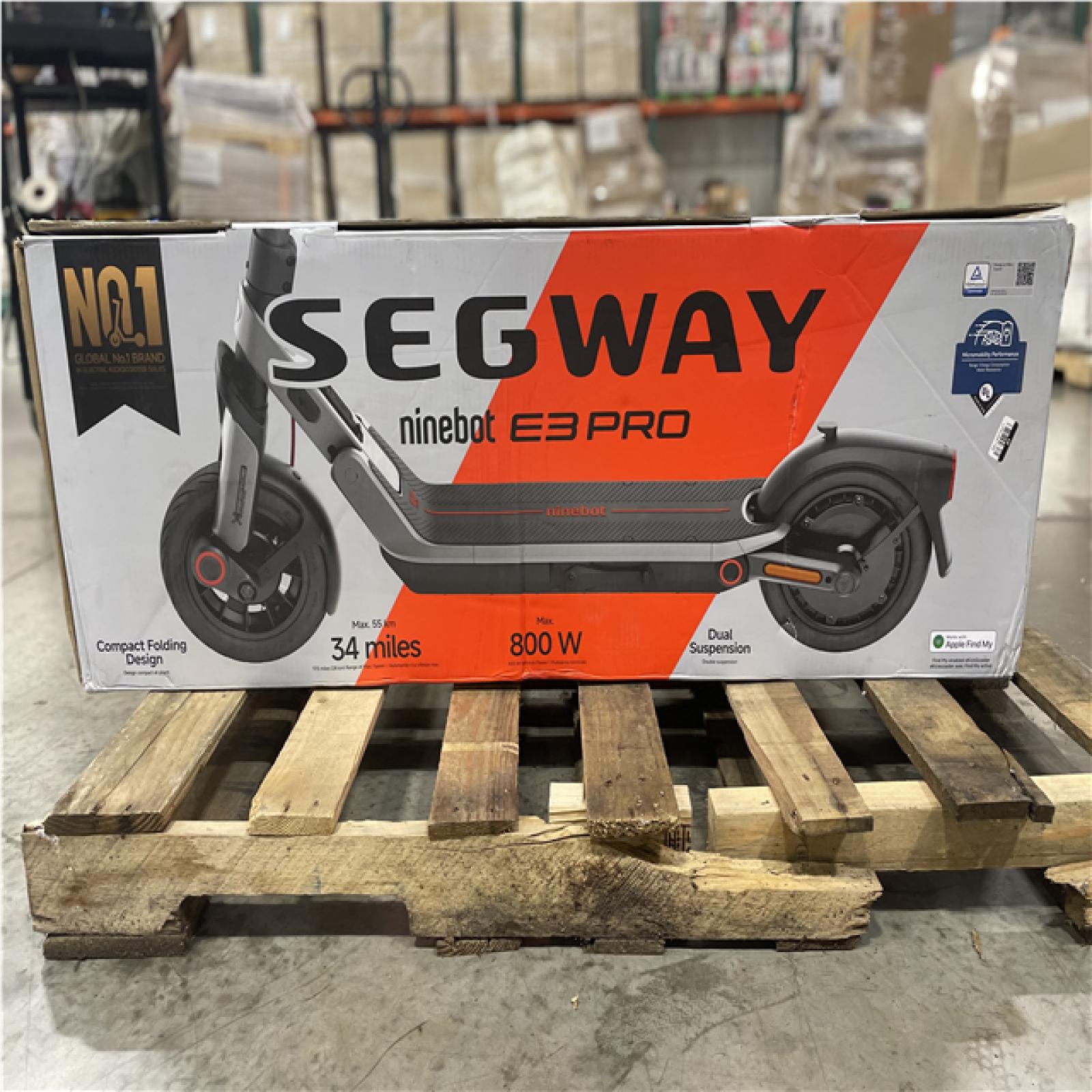 DALLAS LOCATION- AS-IS SEGWAY E3 Pro Black Electric Scooter with Dual Suspension and 34-Mile Range