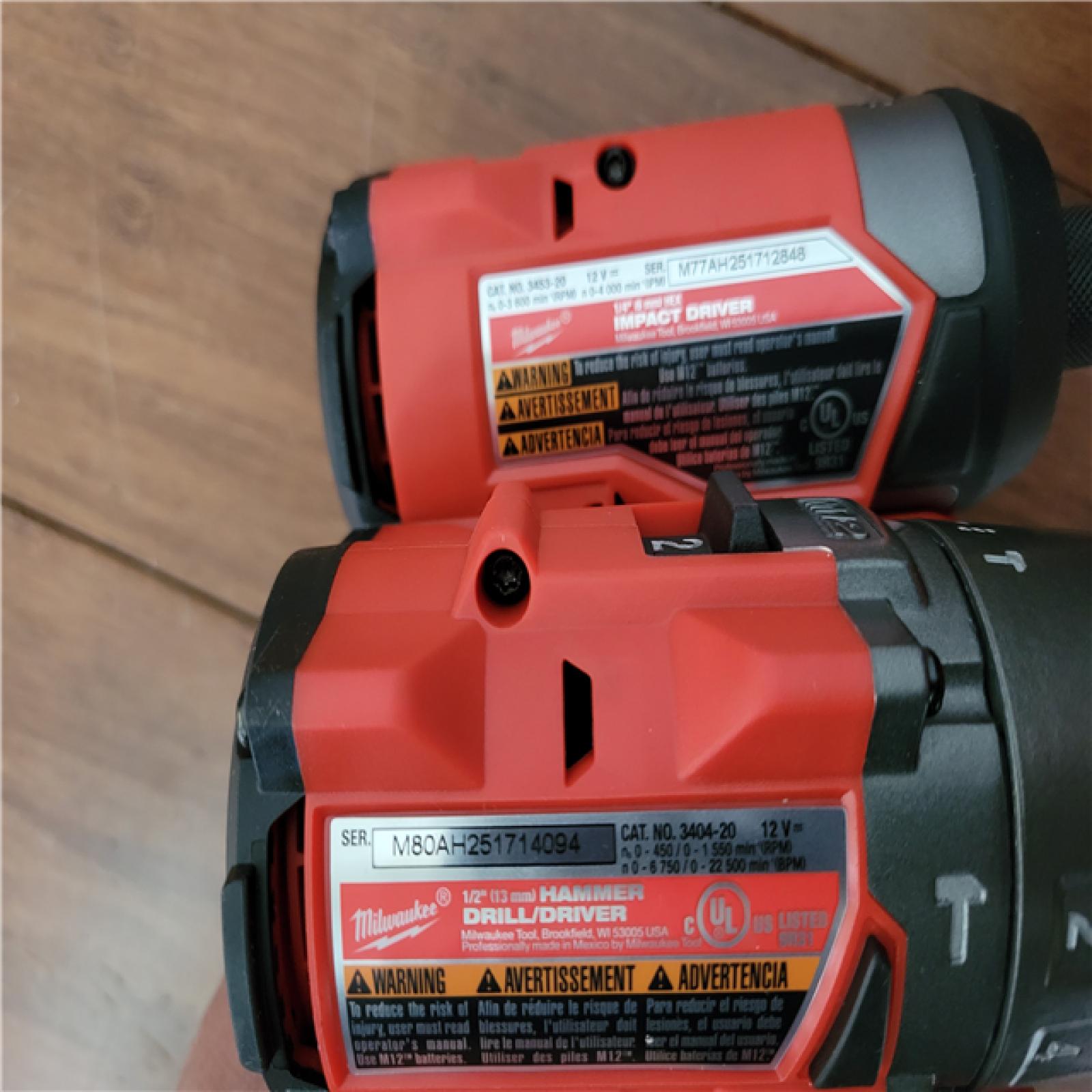 California NEW Milwaukee M12 Fuel 2-Tool Combo Kit  Includes (2) Batteries  Charger & Bag