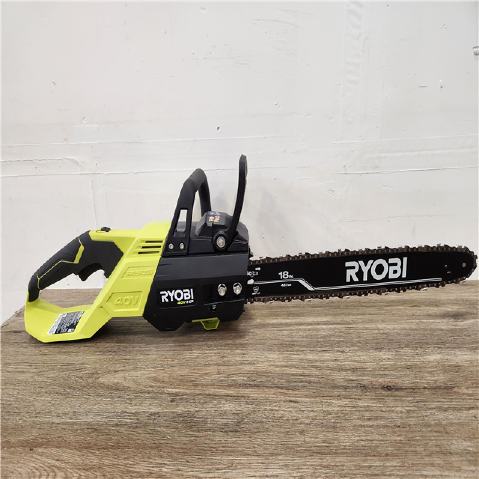 Phoenix Location NEW RYOBI 40V HP Brushless 18 in. Battery Chainsaw with 5.0 Ah Battery and Charger