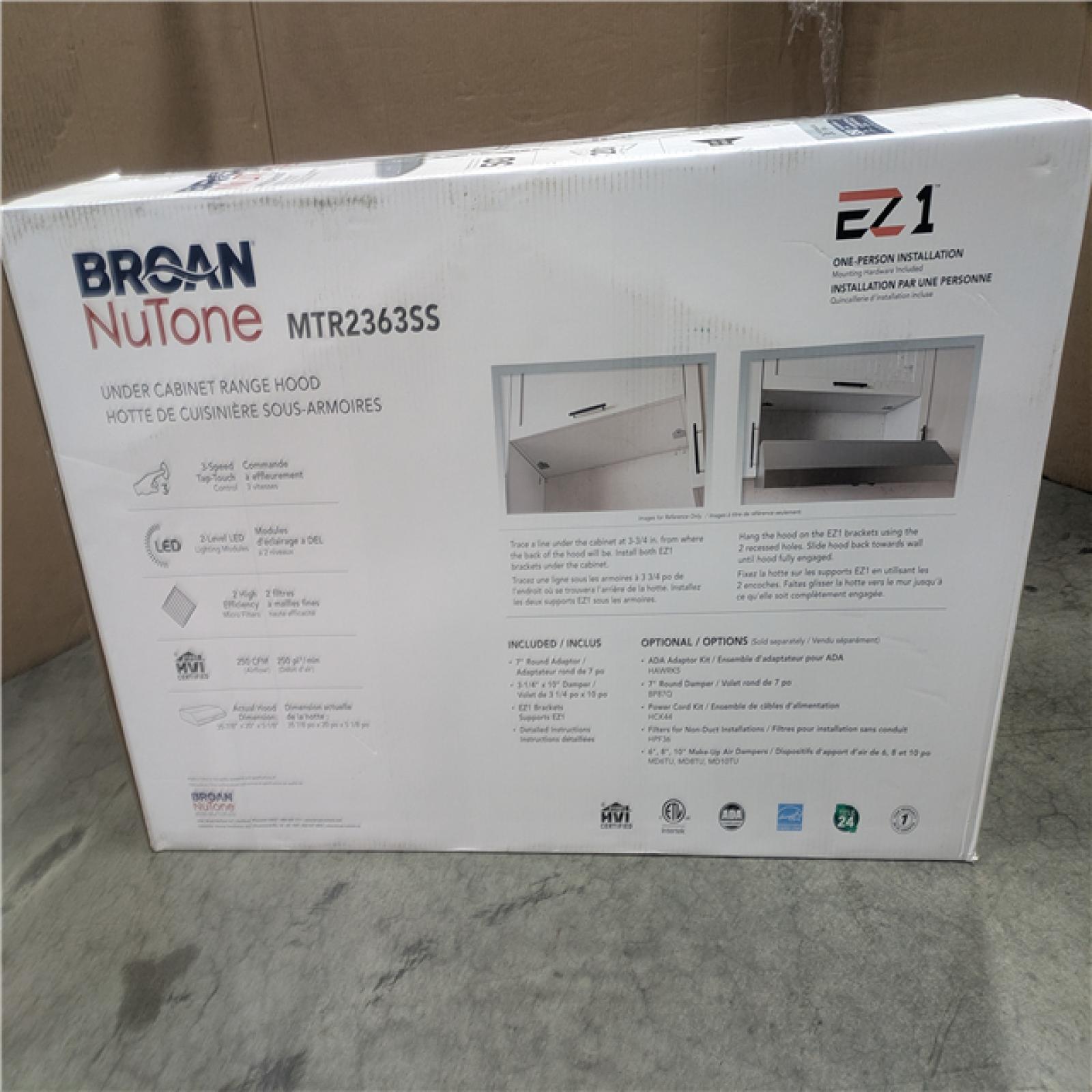 CALIFORNIA AS-IS BROAN NUTONE UNDER CABINET RANGE HOOD