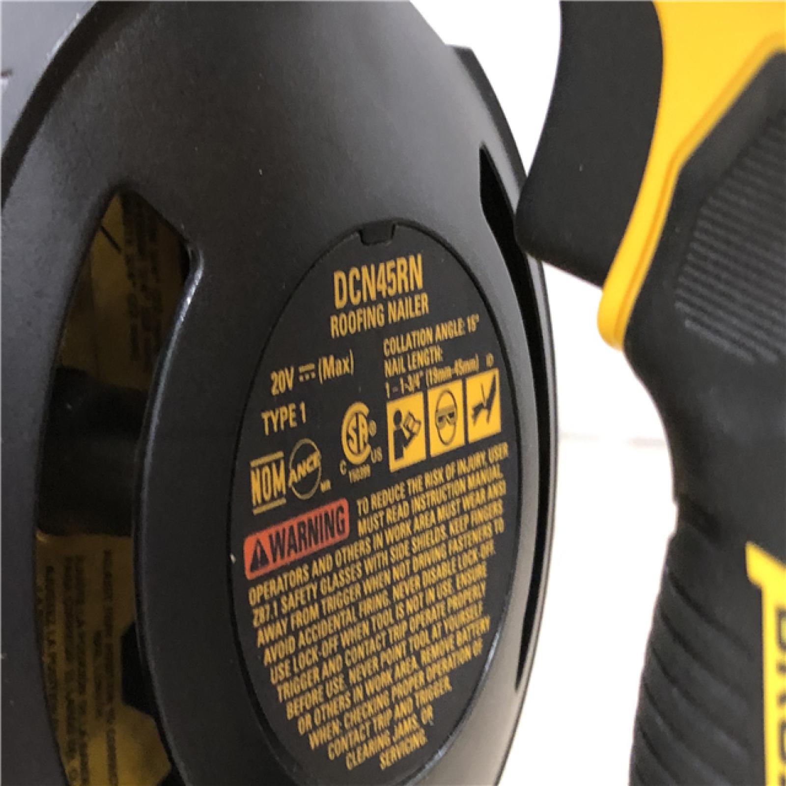 AS-IS DEWALT 20V MAX Lithium-Ion 15-Degree Electric Cordless Roofing Nailer Kit