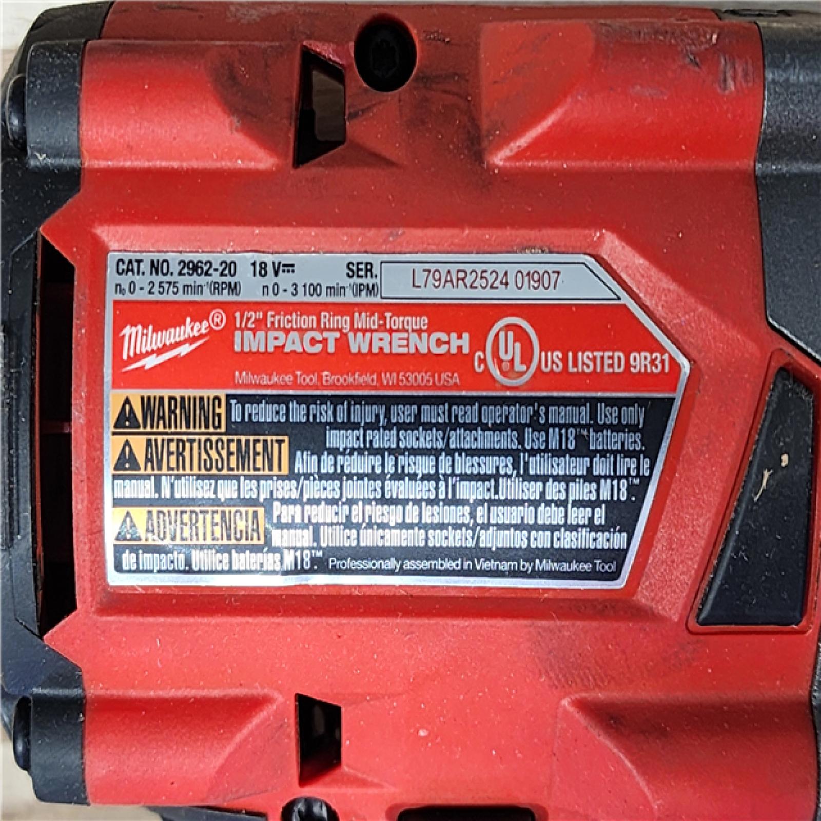 HOUSTON LOCATION - AS-IS Milwaukee  FUEL Gen-2 18V Lithium-Ion Brushless Cordless Mid Torque 1/2 in. Impact Wrench w/Friction Ring (Tool-Only)