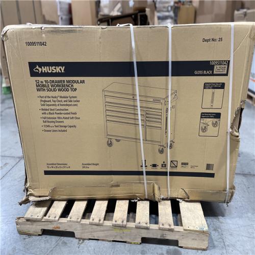 DALLAS LOCATION - Husky Modular Tool Storage 52 in. W x 20 in. D Standard Duty Black Mobile Workbench Cabinet