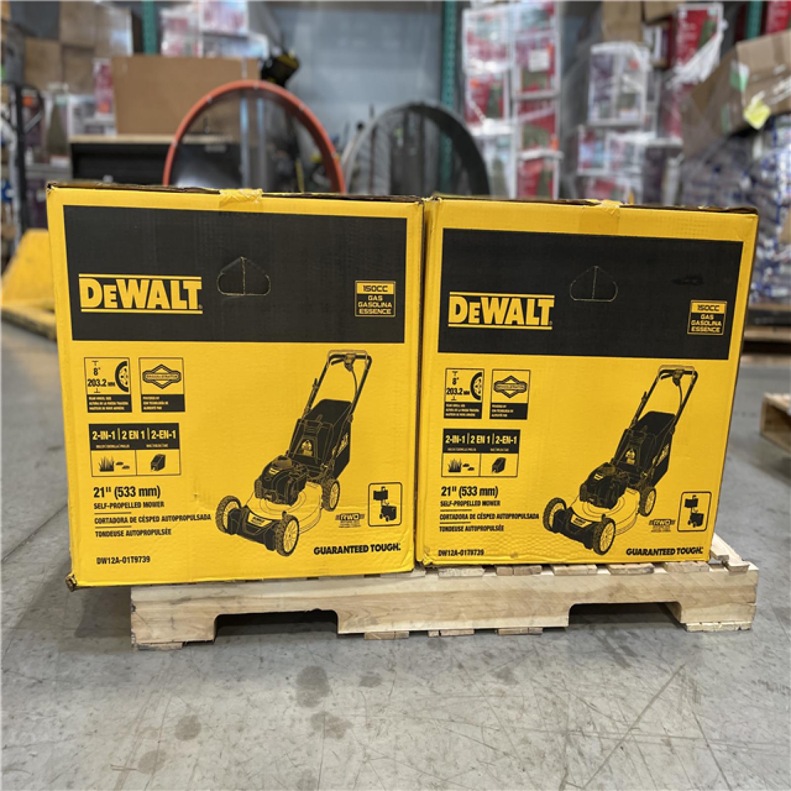 DALLAS LOCATION- AS-IS DeWalt 21 in.150CC Gas Self Propelled Walk Behind Lawn Mower PALLET (2 UNITS)