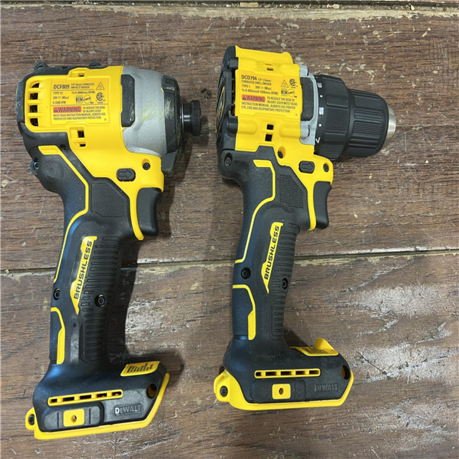 AS-IS Dewalt DCK225D2 20V MAX ATOMIC Brushless Compact Lithium-Ion 1/2 in. Cordless Drill Driver and 1/4 in. Impact Driver Combo Kit with 2 Batteries 2 Ah