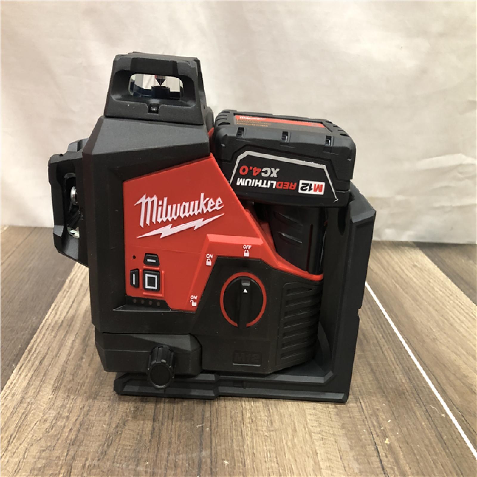 AS-IS Milwaukee 12-Volt Lithium-Ion Cordless Green 250 ft. 3-Plane Laser Level Kit