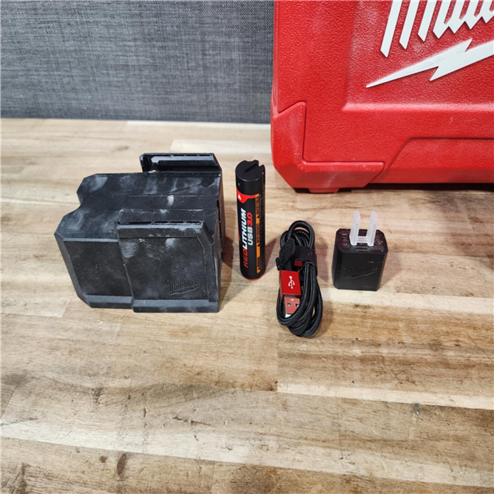 HOUSTON LOCATION - AS-IS Milwaukee Green 100 ft. Cross Line and Plumb Points Rechargeable Laser Level with REDLITHIUM Lithium-Ion