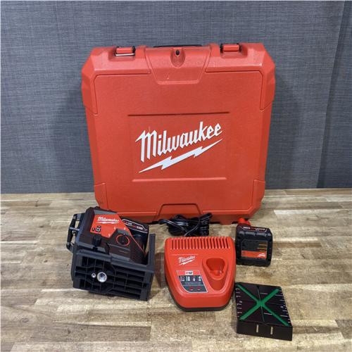 Houston Location AS-IS Milwaukee 12-Volt Lithium-Ion Cordless Green 250 ft. 3-Plane Laser Level Kit