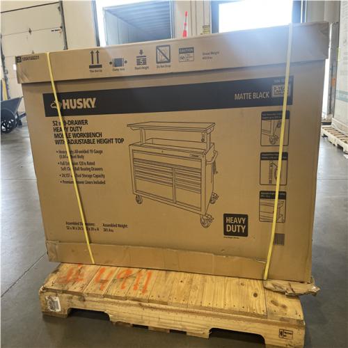 DALLAS LOCATION- AS-IS HUSKY 52 in. W x 25 in. D Heavy Duty 9-Drawer Mobile Workbench Cabinet w/ Adjustable-Height Hardwood Top