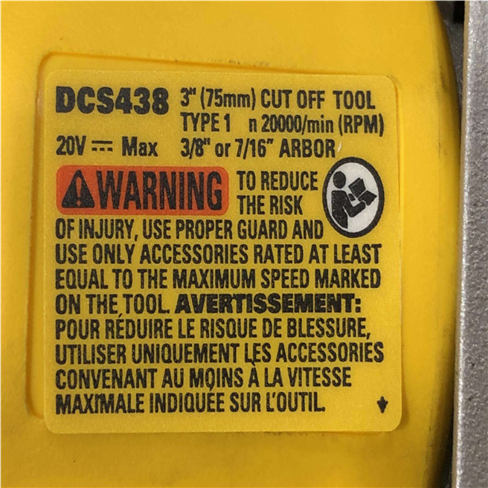 AS-IS DEWALT 20V XR Cordless 3 in. Cut-Off Tool (Tool Only)