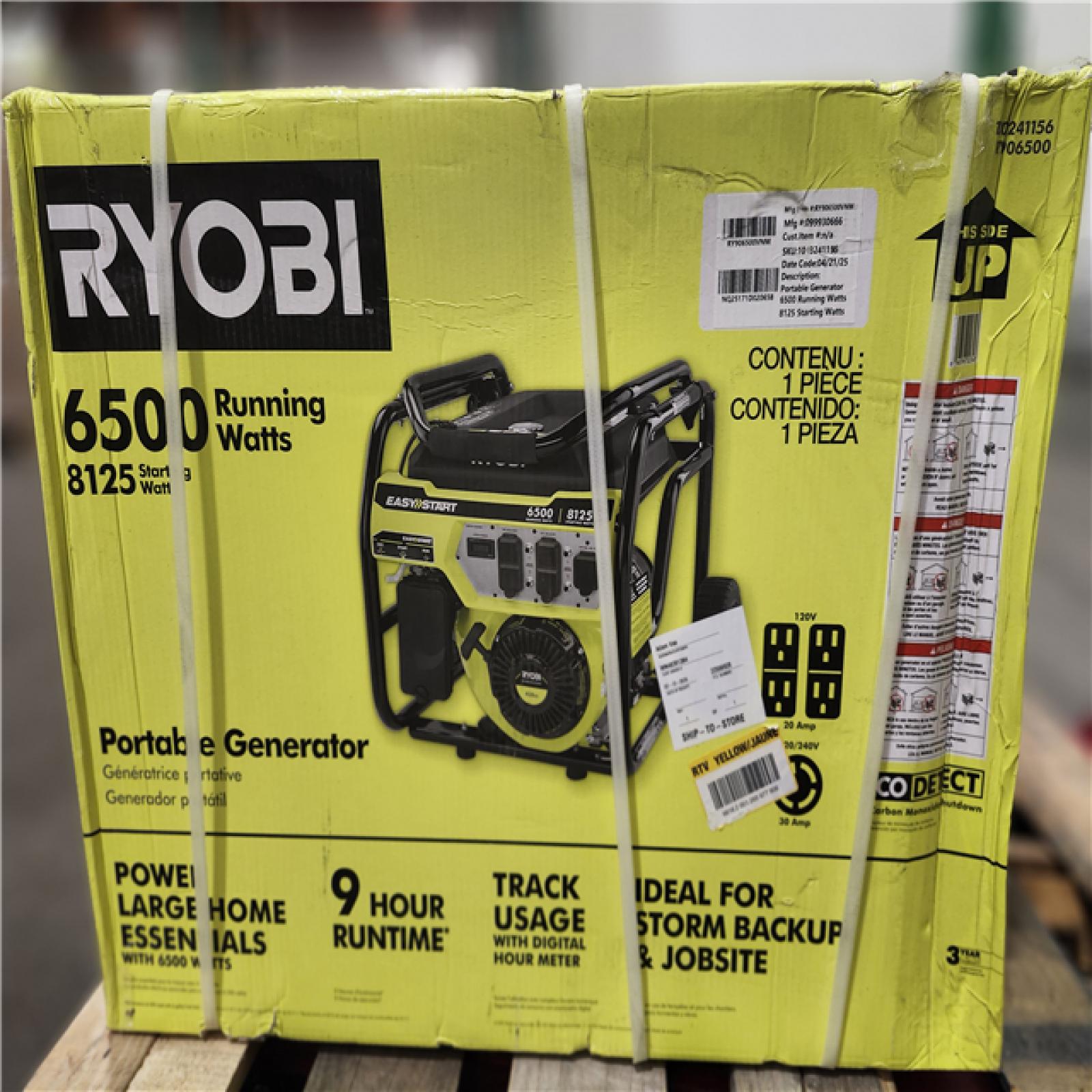Dallas Location - NEW-  RYOBI 8125-Watt Gasoline Powered Portable Generator