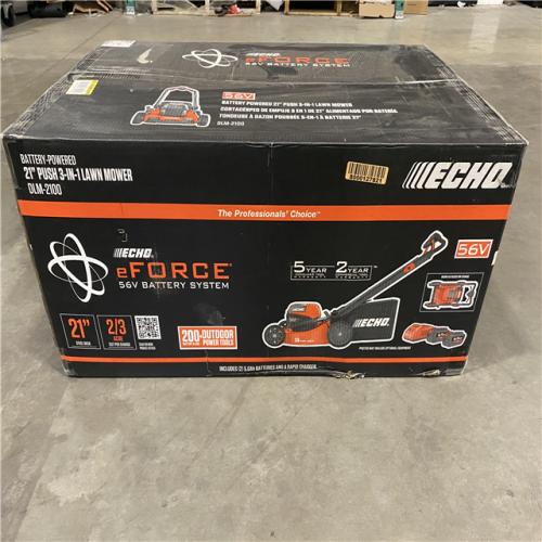 Dallas Location - NEW- ECHO 21 in. 56-Volt Cordless Battery Walk Behind Push Lawn Mower with Two 5.0 Ah Batteries/Rapid Charger