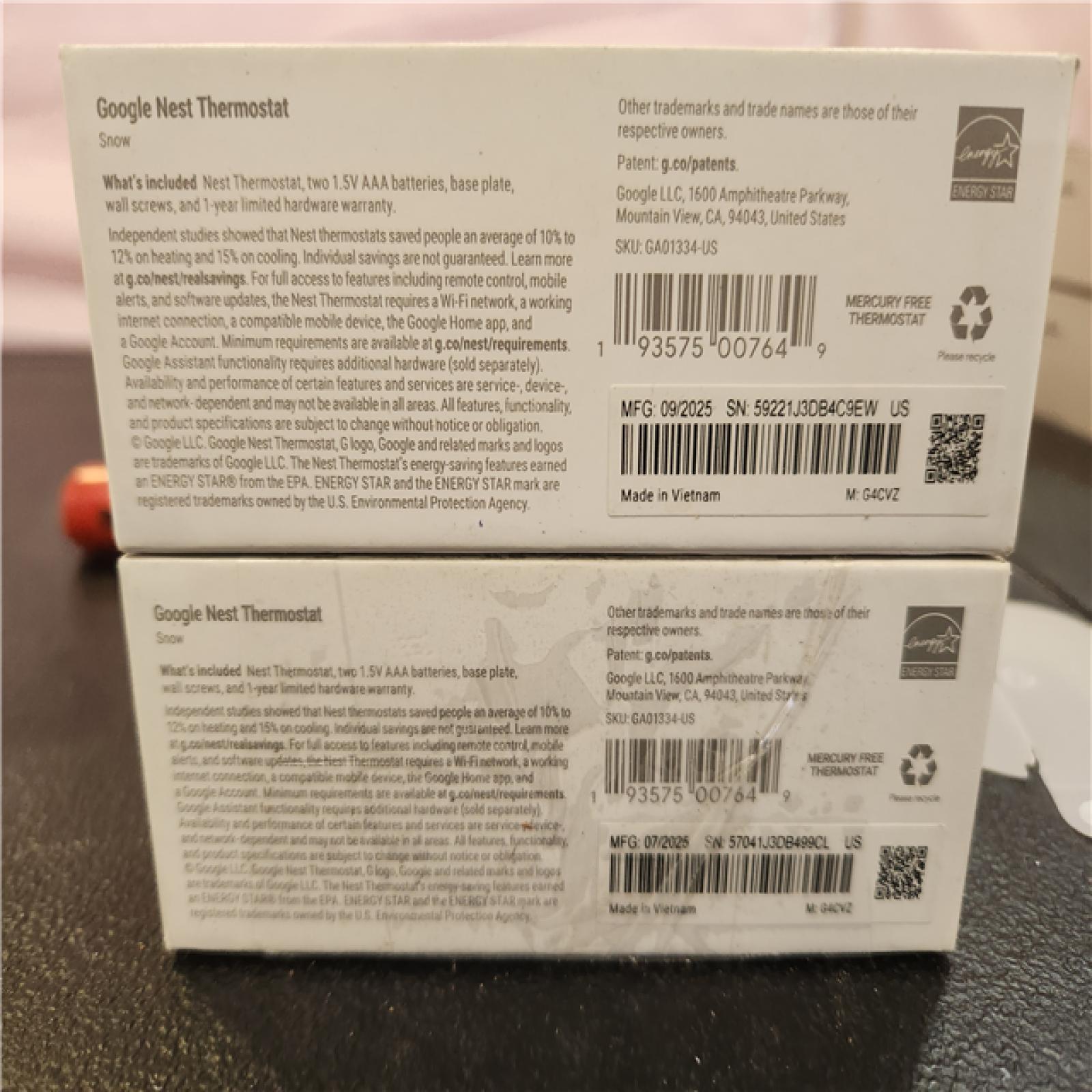 Phoenix AS-IS Google Nest Thermostat - Smart Programmable Wi-Fi Thermostat - White (2-Pack)