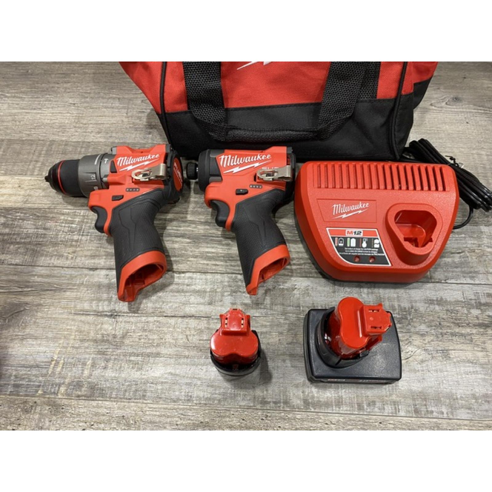 AS-IS Milwaukee FUEL 12-Volt Lithium-Ion Brushless Cordless Hammer Drill and Impact Driver Combo Kit
