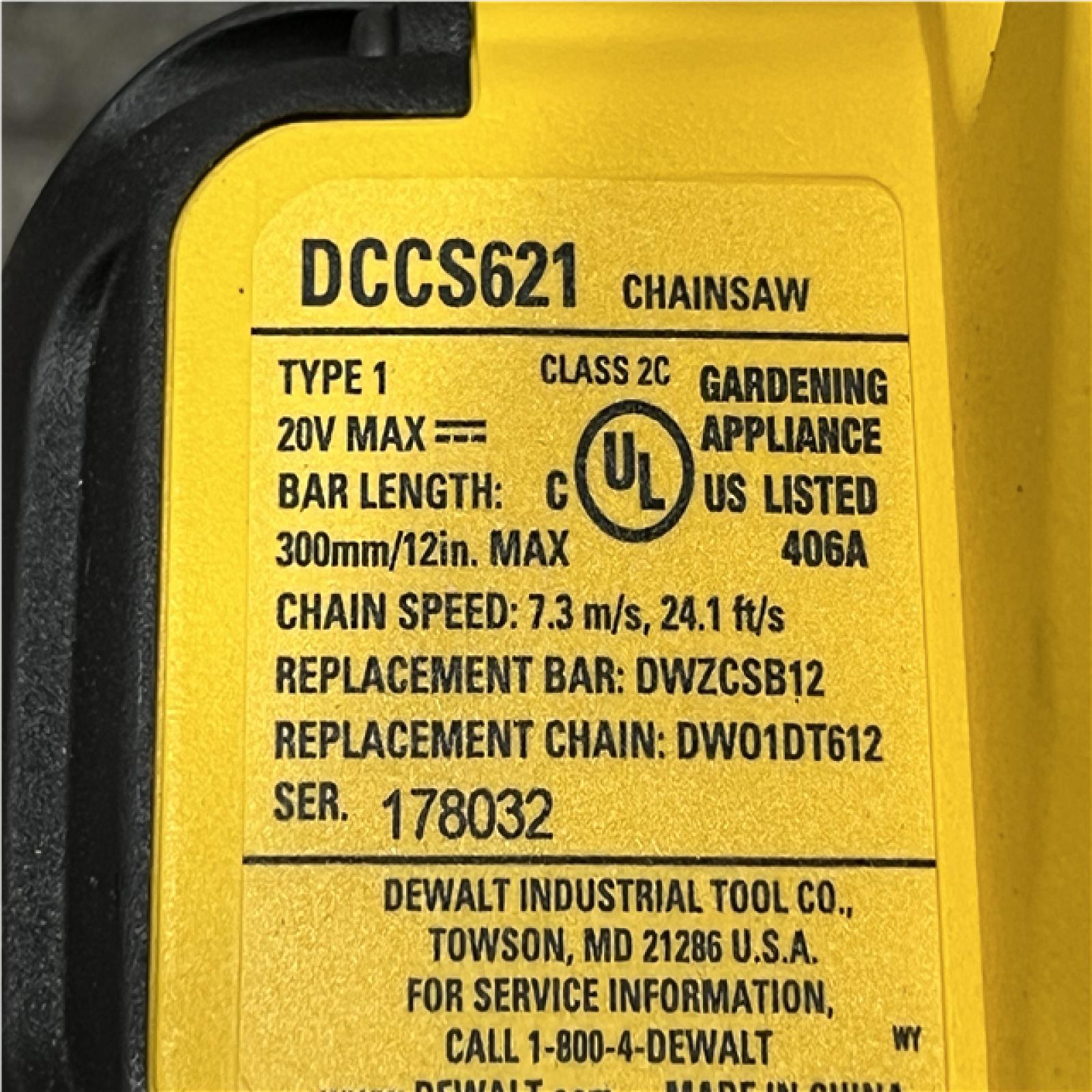 AS-IS DEWALT 20V MAX Compact 12 Brushless Cordless Chainsaw Kit