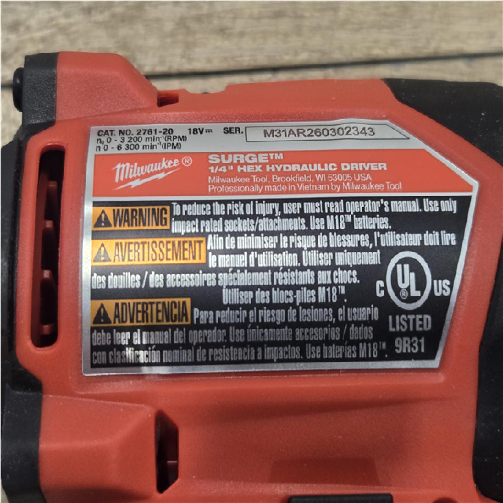 AS-IS  Milwaukee FUEL SURGE 18V Lithium-Ion Brushless Cordless 1/4 in. Hex Impact Driver (Tool-Only)