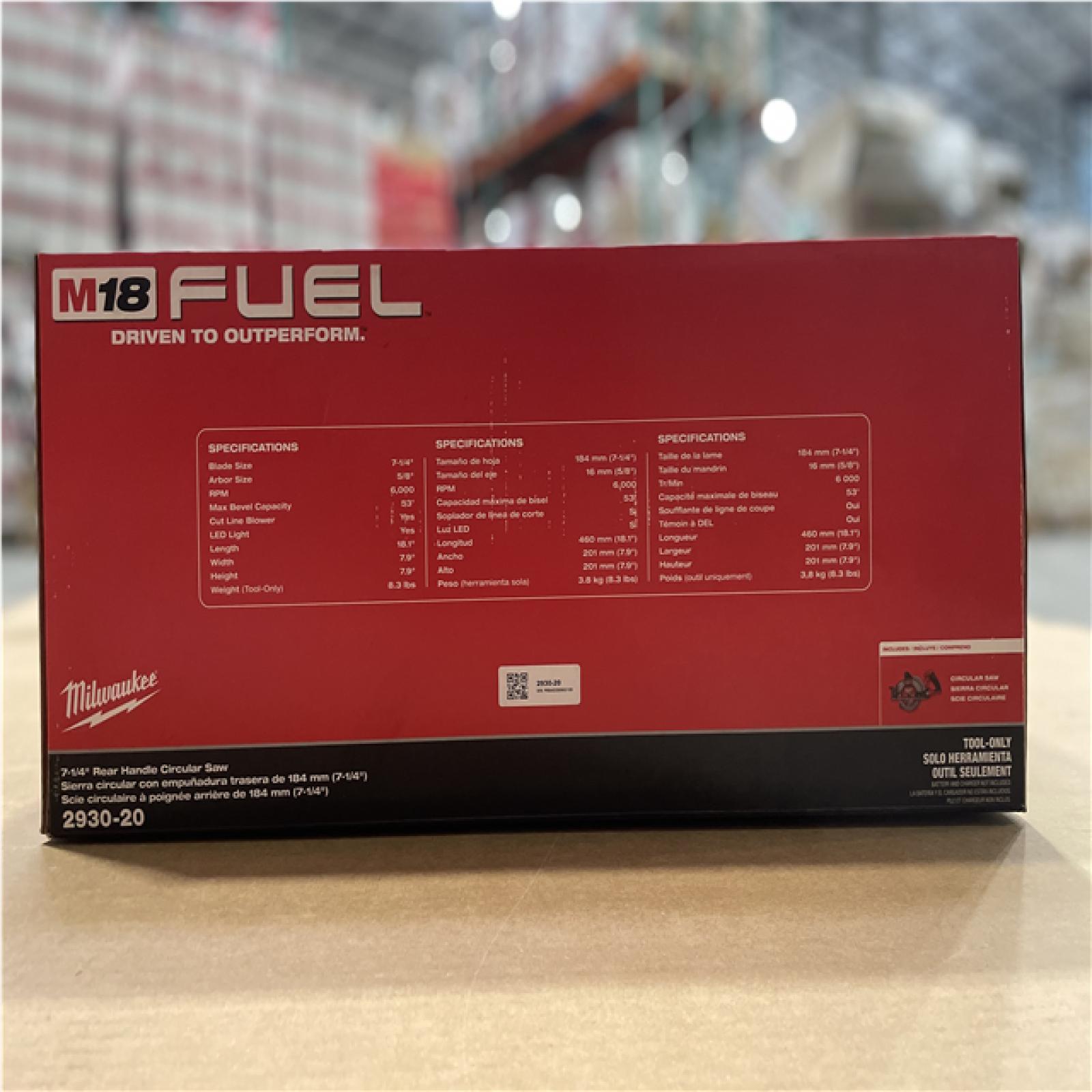 DALLAS LOCATION- MILWAUKEE M18 FUEL 18V Lithium-Ion Cordless 7-1/4 in. Rear Handle Circular Saw (Tool-Only)