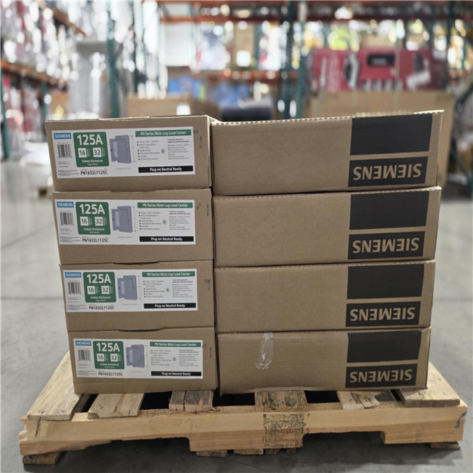 DALLAS LOCATION- Siemens PN Series 125 Amp 16-Space 32-Circuit Main Lug Plug-On Neutral Load Center PALLET (16 UNITS)