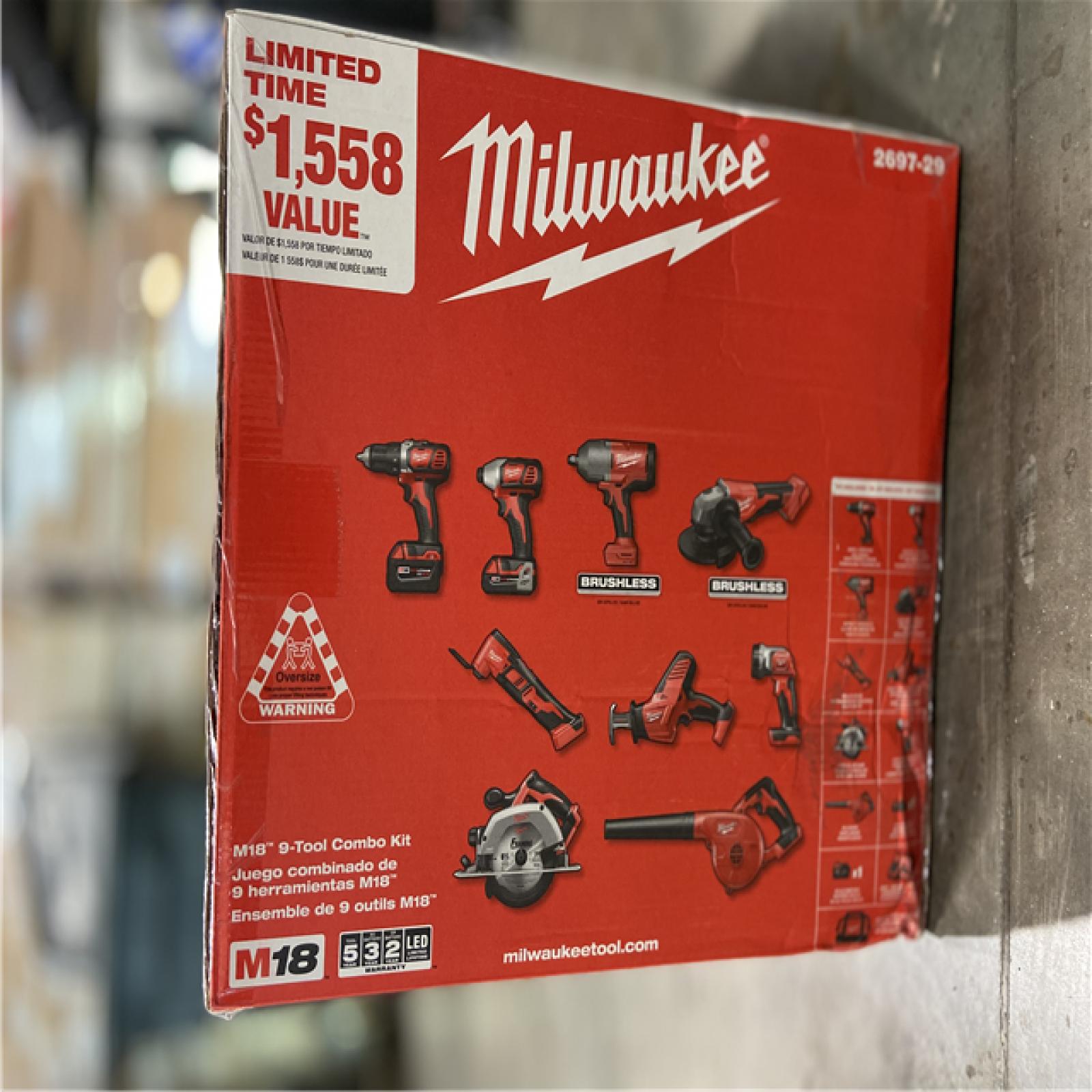 DALLAS LOCATION - M18 18-Volt Lithium-Ion Cordless Combo Kit 9-Tool with 2-Batteries, Charger and Tool Bag20