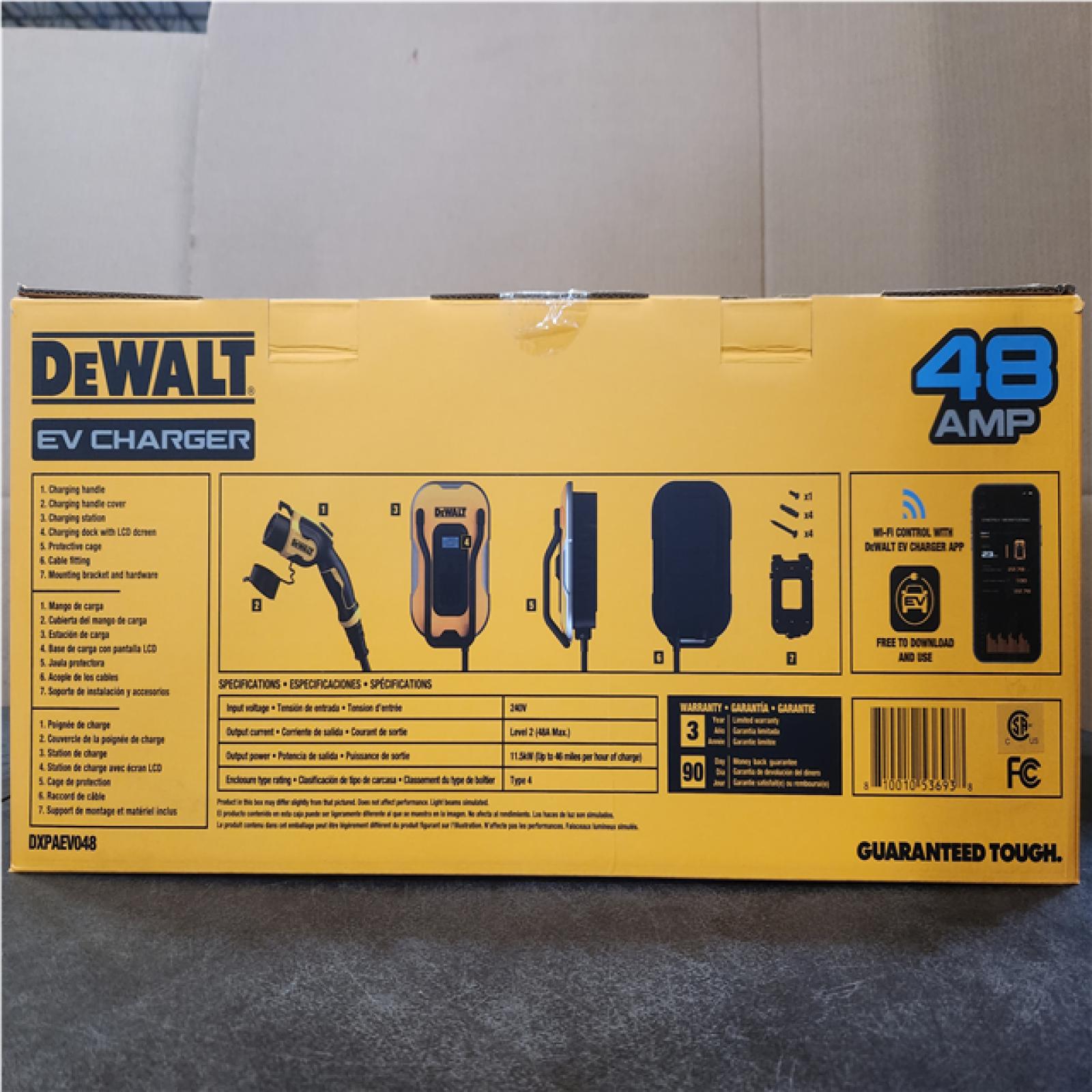 Phoenix NEW DEWALT Level-2 Wall Mounted Electric Vehicle EV Charger up to 48 Amps, 240-Volt AC 11.5 Kw, 25 Ft. Cable, Weatherproof (SEALED)