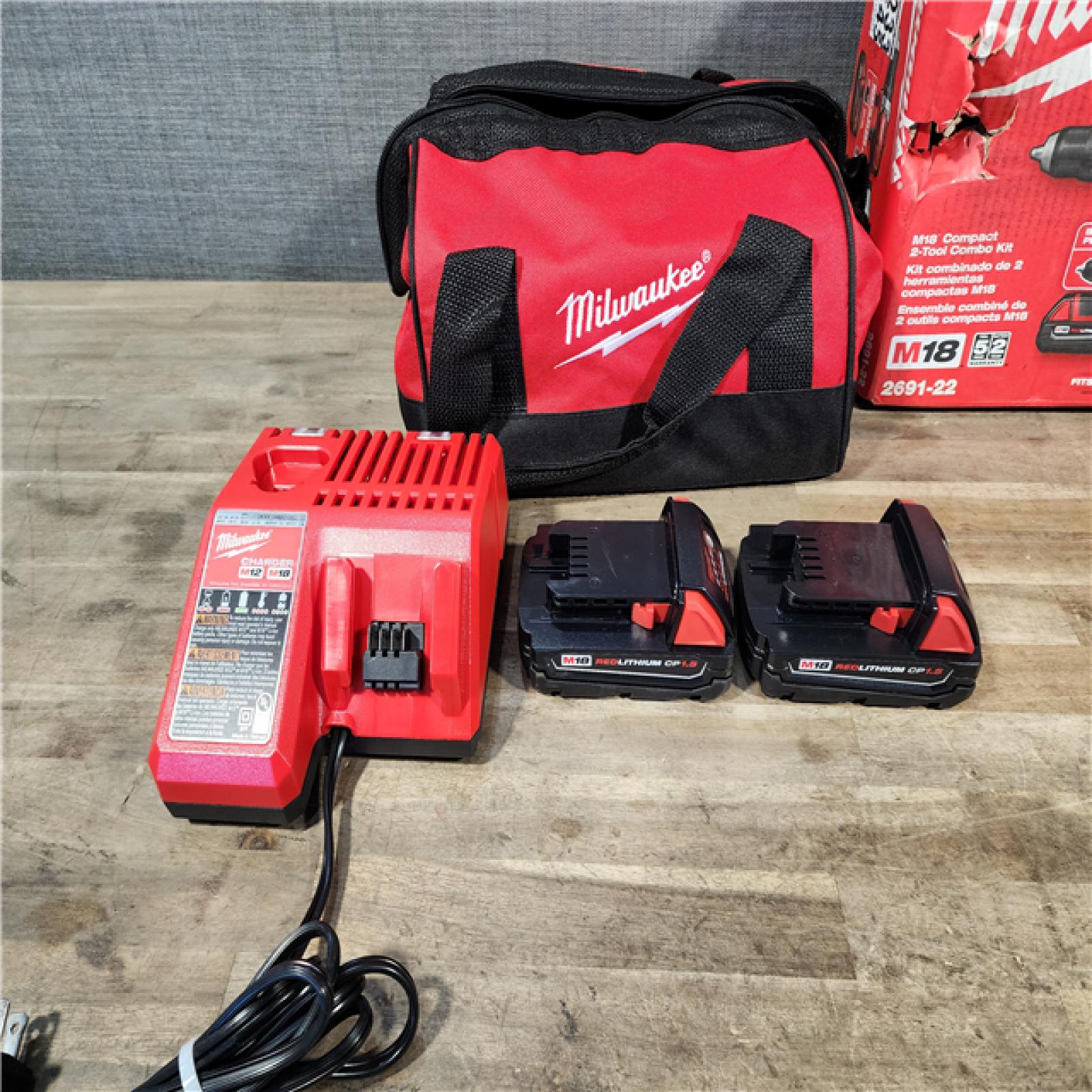 HOUSTON LOCATION - AS-IS Milwaukee 18V Cordless Brushed 2-Tool Drill/Driver and Impact Driver Kit