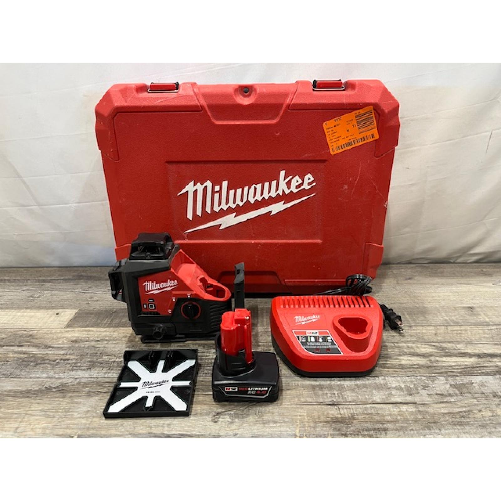 AS-IS Milwaukee 12-Volt Lithium-Ion Cordless Green 250 ft. 3-Plane Laser Level Kit