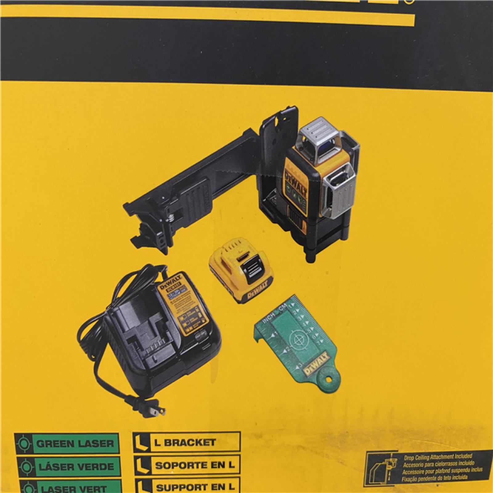 NEW - DEWALT 12V MAX Lithium-Ion 100 ft. Green Self-Leveling 3-Beam 360 Degree Laser Level with 2.0Ah Battery  Charger and Case