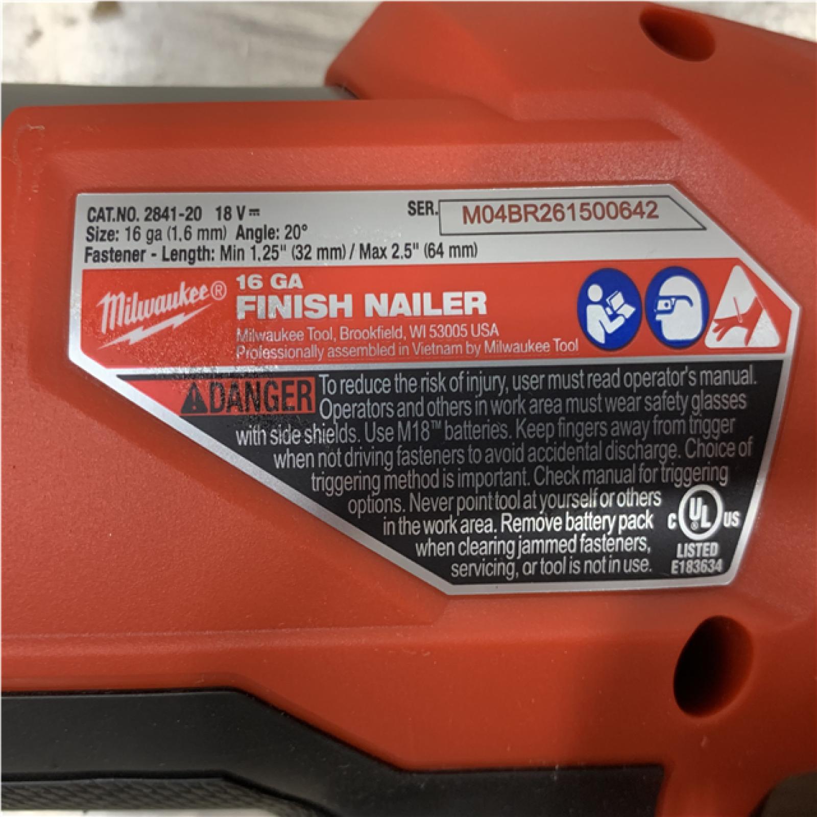 AS-IS Milwaukee FUEL 18-Volt Lithium-Ion Brushless Cordless Gen II 16-Gauge Angled Finish Nailer (Tool-Only)