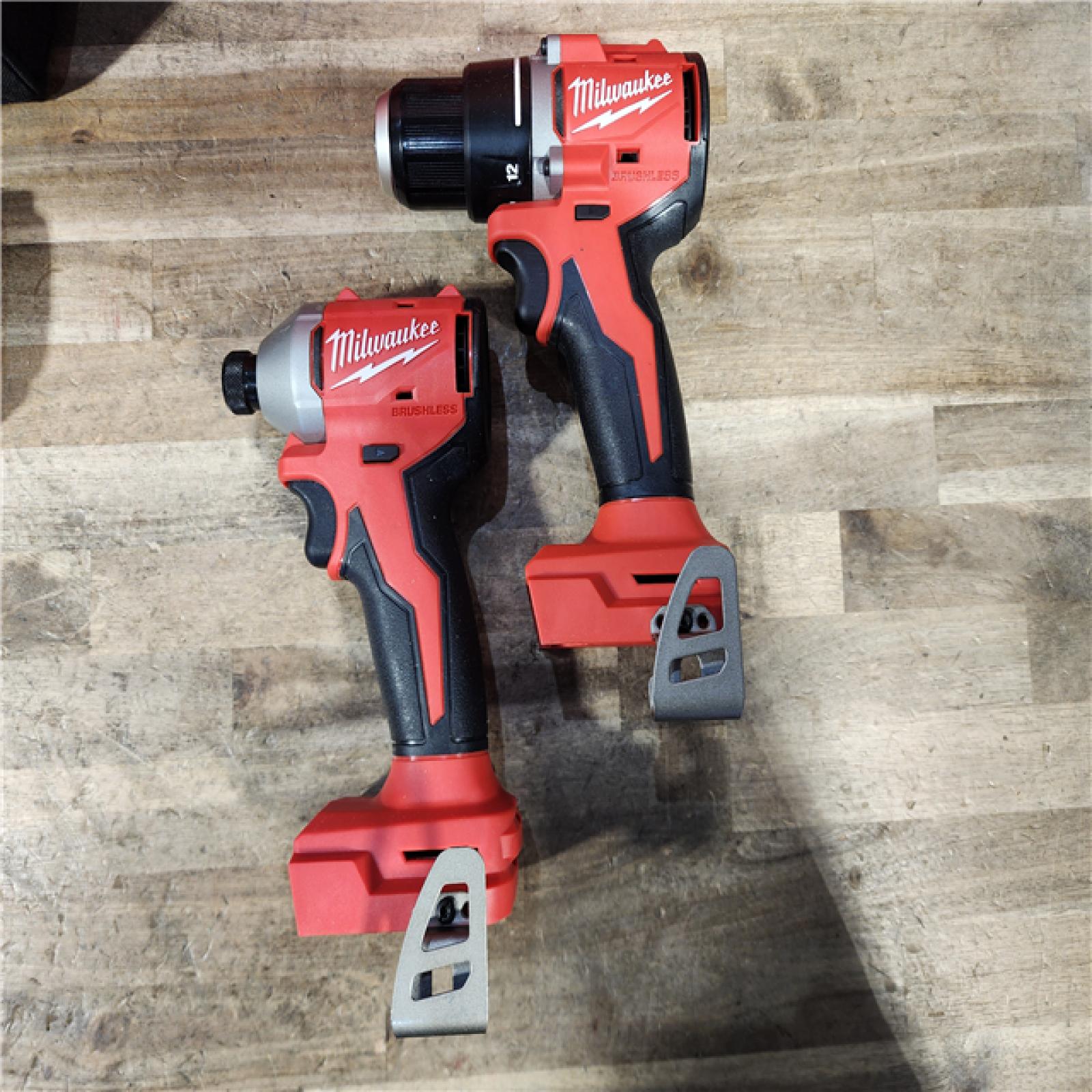 HOUSTON LOCATION - AS-IS Milwaukee M18 18V Lithium-Ion Brushless Cordless Compact Drill/Impact Combo Kit (2-Tool) W/(2) 2.0 Ah Batteries  Charger & Bag