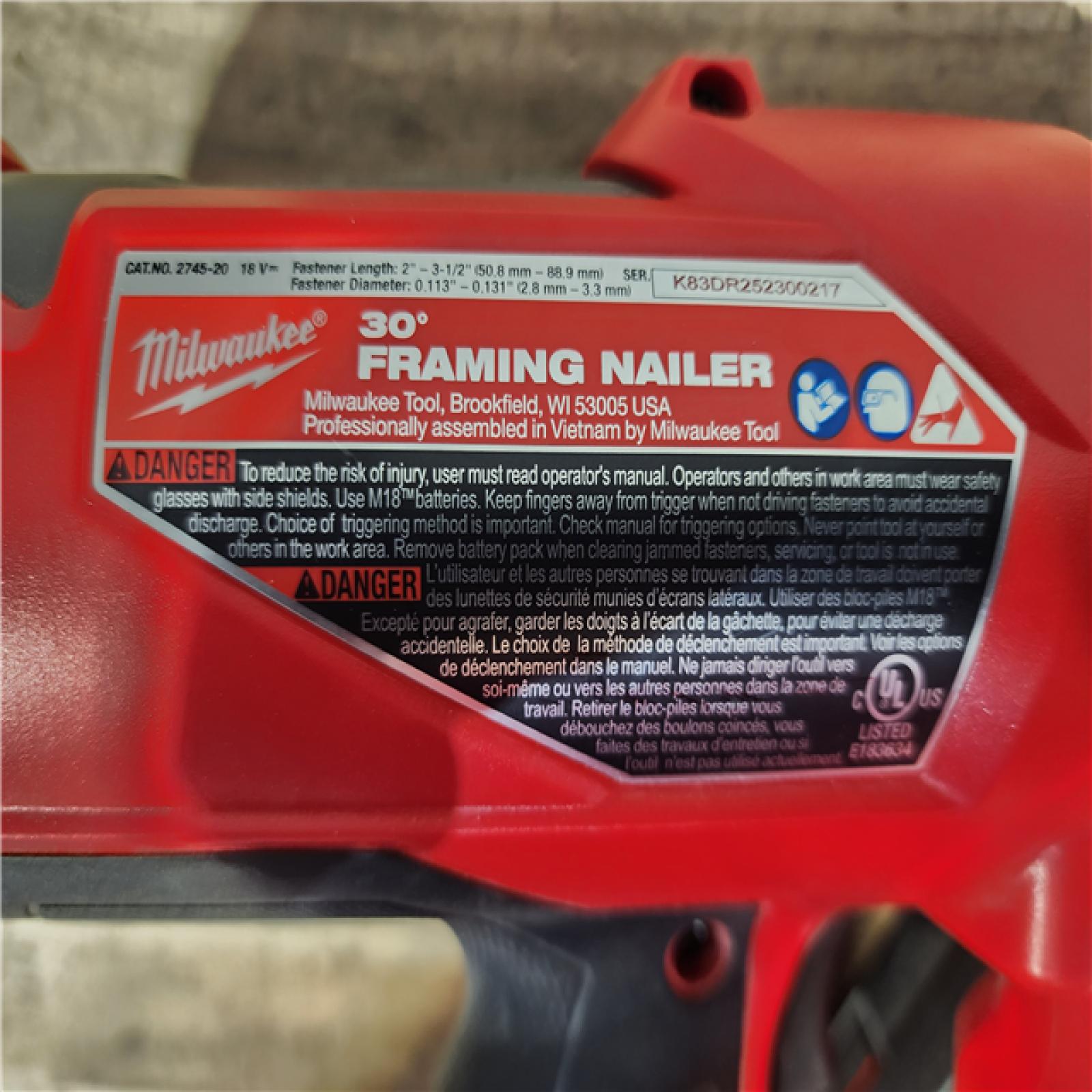 HOUSTON LOCATION - AS-IS Milwaukee FUEL 3-1/2 in. 18-Volt 30-Degree Lithium-Ion Brushless Cordless Framing Nailer (Tool-Only)