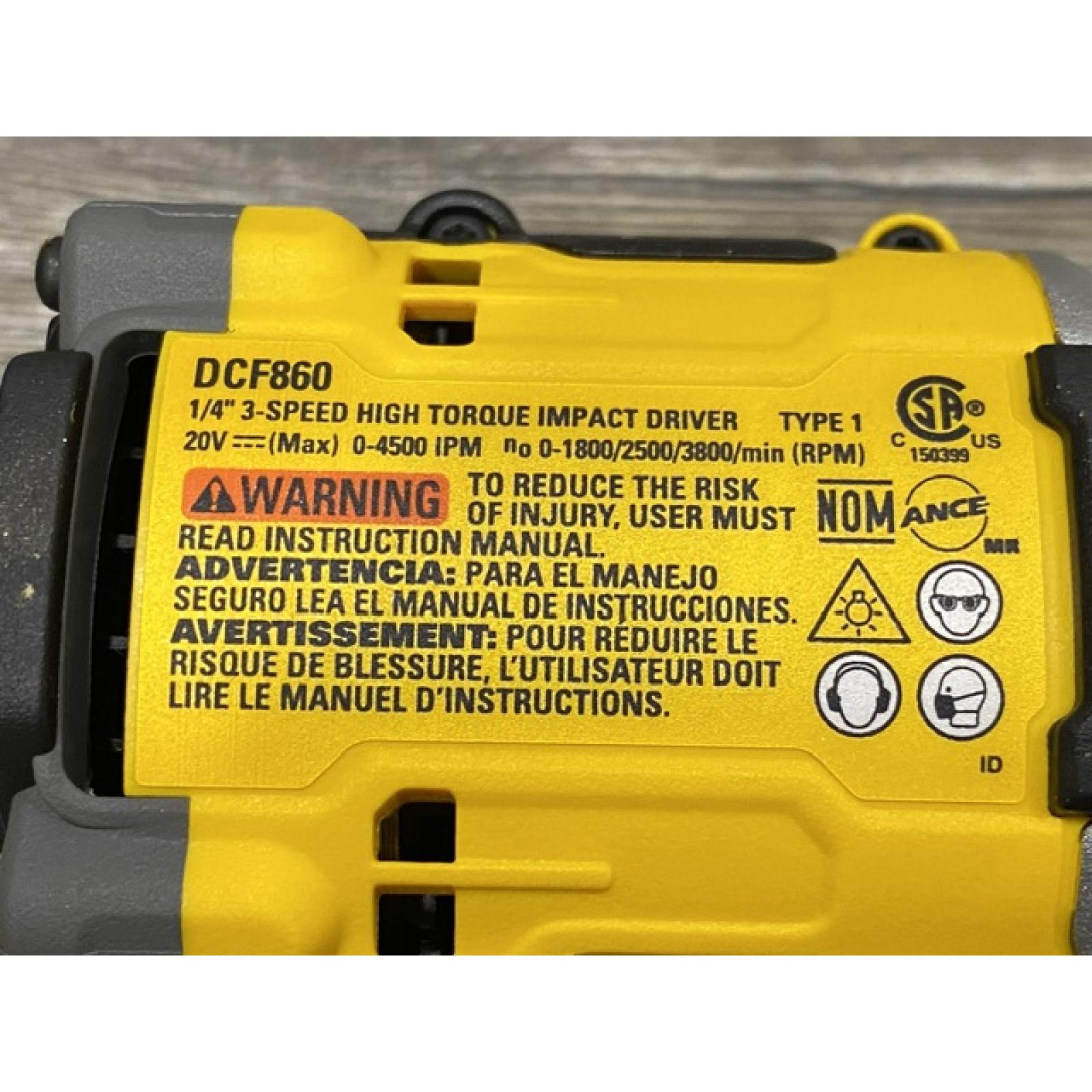 AS-IS DEWALT 20V MAX XR Lithium-Ion Brushless Cordless 3-Speed High Torque 1/4 in. Impact Driver Kit