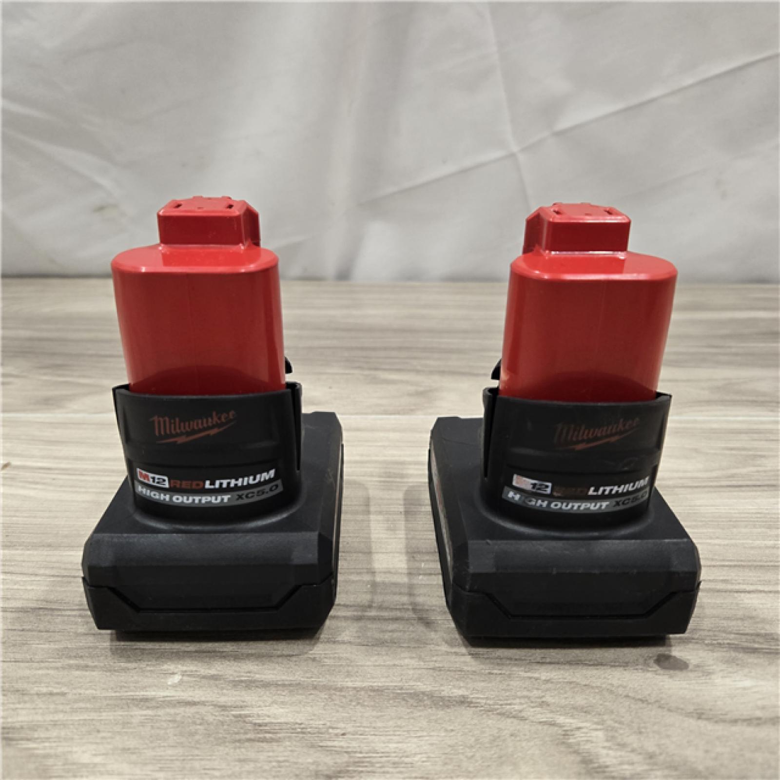 AS-IS Milwaukee M12 12V Lithium-Ion XC High Output 5.0 Ah Battery Pack (2-Pack) Starter Kit