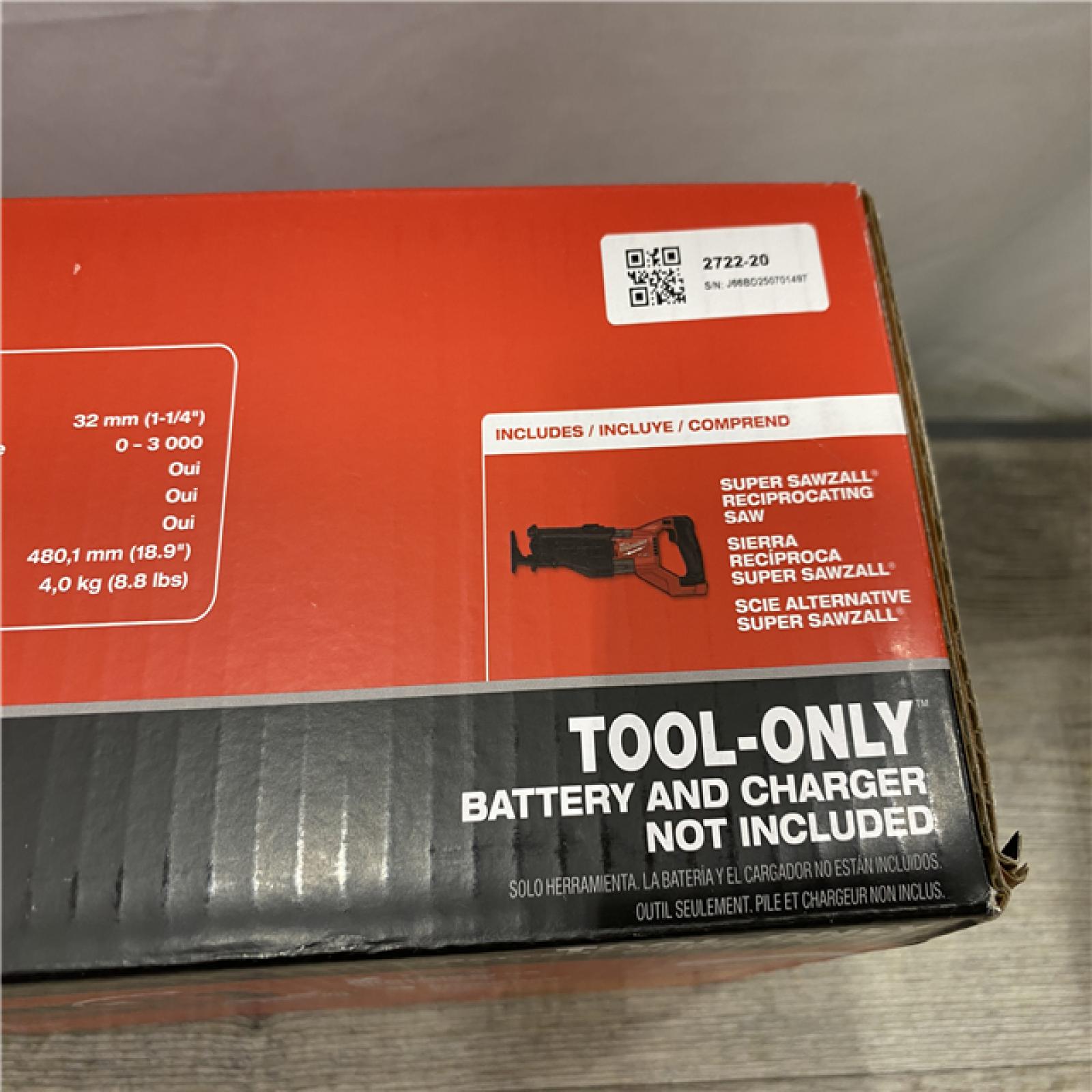 NEW - Milwaukee FUEL 18V Lithium-Ion Brushless Cordless Super SAWZALL Orbital Reciprocating Saw (Tool-Only)