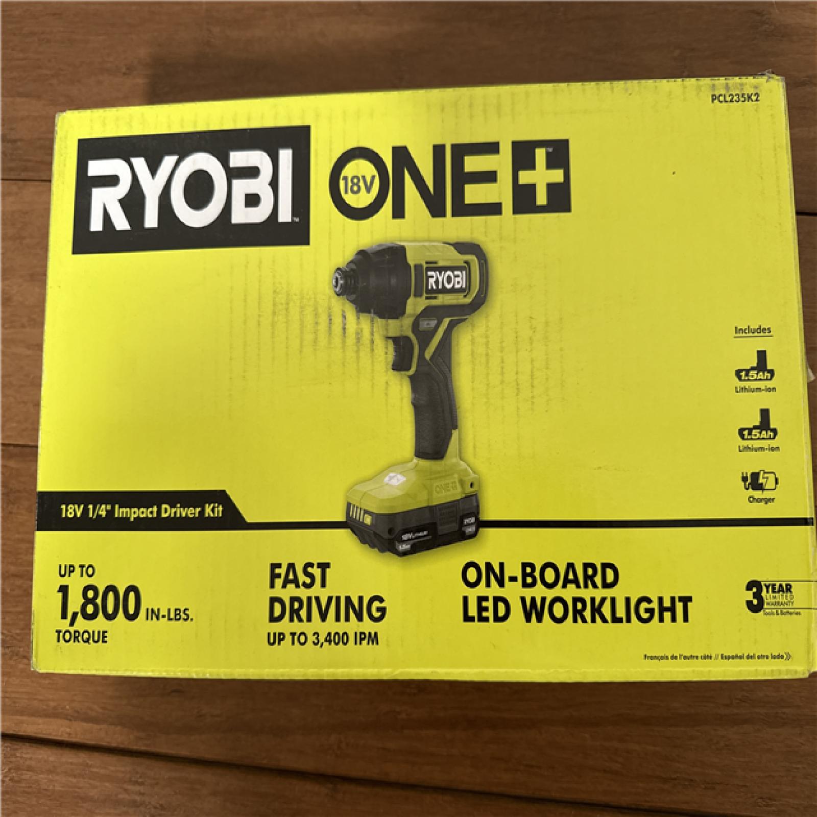California NEW/Sealed Ryobi 18V 1/4 Impact Drive Kit, Includes (2) Batteries & Charger